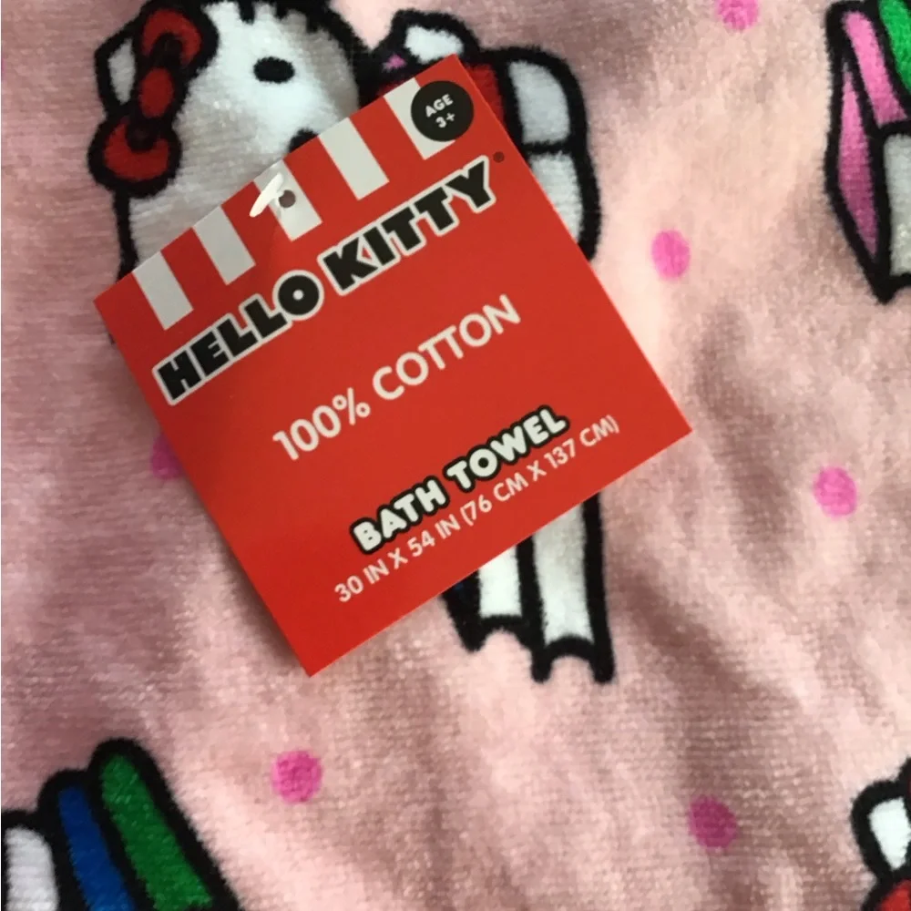 Hello Kitty Beach Towel, Pink Hello Kitty Towel, Pool Towel 30” x 54” New